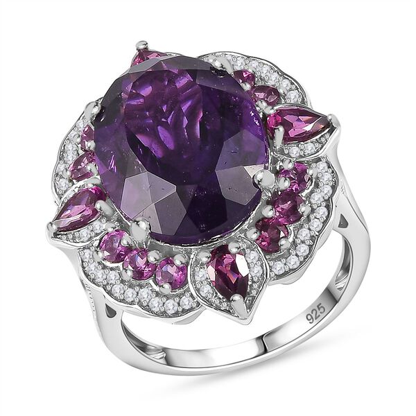 AAA Afrikanischer Amethyst, Rhodolith Granat und Zirkon-Ring - 14,16 ct. image number 4
