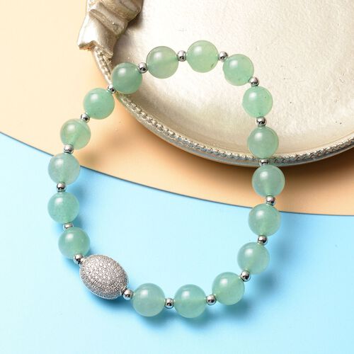 Grünes Aventurin und Zirkonia-Armband, 16,5 cm - 65 ct. image number 1