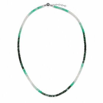 Smaragd Halskette ca. 43 cm + 5 cm extender 925 Silber Rhodiniert ca. 30.00 ct