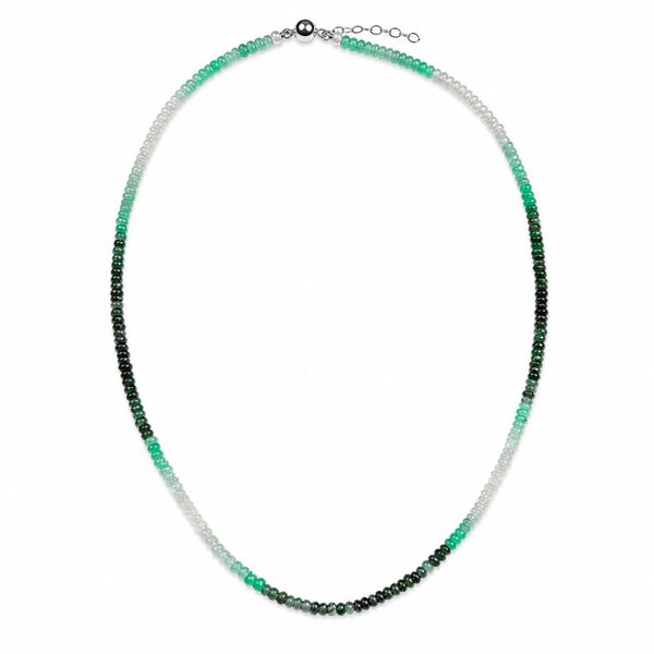 Smaragd Halskette ca. 43 cm + 5 cm extender 925 Silber Rhodiniert ca. 30.00 ct