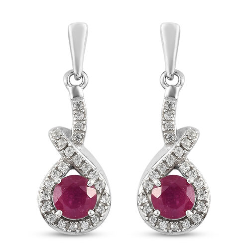 Afrikanische Rubin und Zirkon-Ohrhänger in Silber, 2,06 ct. image number 0