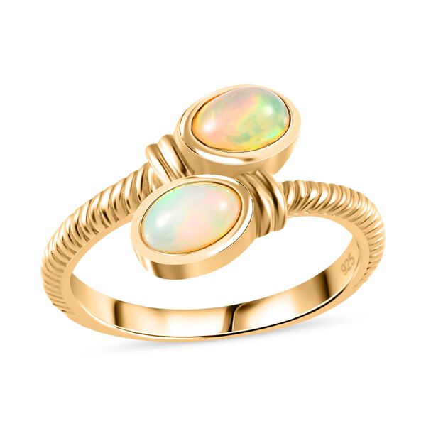AA Nat&uuml;rlicher, &auml;thiopischer Welo Opal Ring 925 Silber Gelbgold Vermeil (Gr&ouml;&szlig;e 17.00) ca. 0,65 ct image number 5