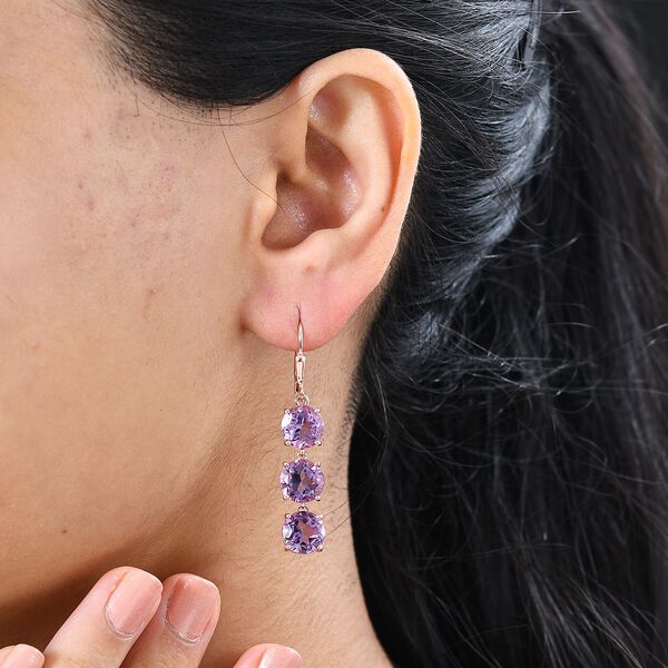 AA Rose De France Amethyst Ohrringe 925 Silber 750 Ros&eacute;gold Vermeil ca. 11,38 ct. image number 3