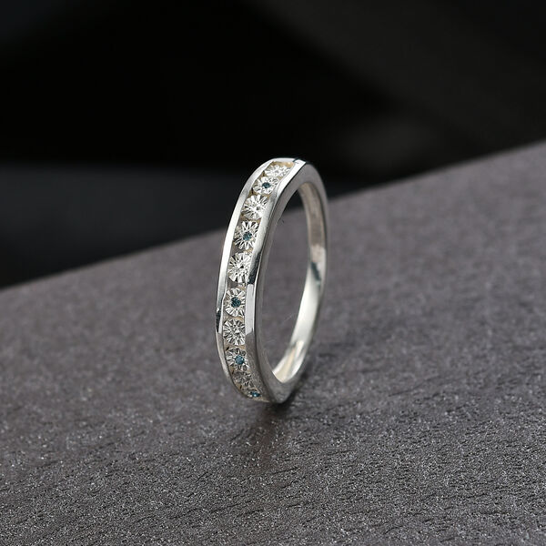 Blauer Diamant Ring 925 Silber (Größe 20.00) image number 2