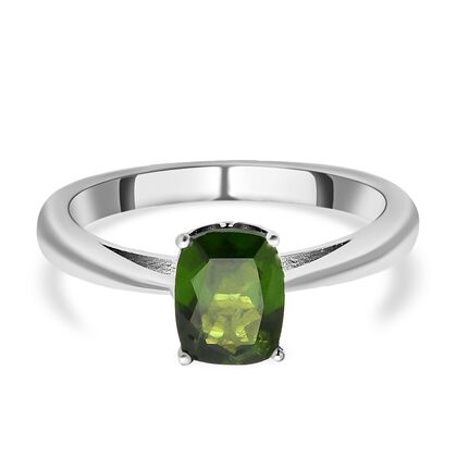 Natürlicher Chromdiopsid und Zirkon-Ring