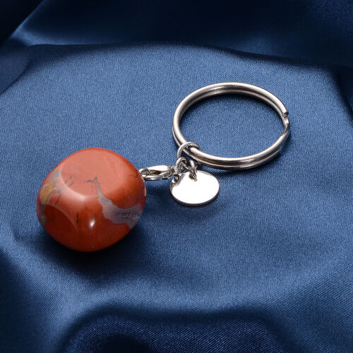 Roter Licht Jaspis Schlüsselanhänger silberfarben ca. 57.50 ct image number 1