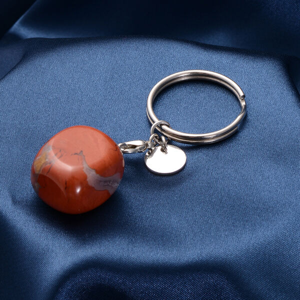 Roter Licht Jaspis Schl&uuml;sselanh&auml;nger silberfarben ca. 57.50 ct image number 1