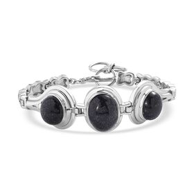 Blauer Sandstein Armband ca. 19 cm Edelstahl ca. 17.28 ct