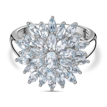 Himmelblauer Topas Ring 925 Silber platiniert (Gr&ouml;&szlig;e 17.00) ca. 2,67 ct