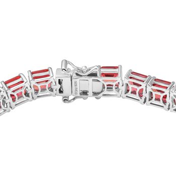 Dawn's Embrace - D joy Lab Created Padparadscha-Saphir Armband ca. 19 cm 925 Silber rhodiniert ca. 42,80 ct.