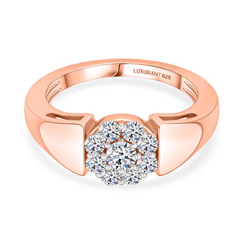 LUXURIANT SI-GH Labor Diamant Ring, 925 Silber 750 Ros&eacute;gold Vermeil - 0,50 ct.