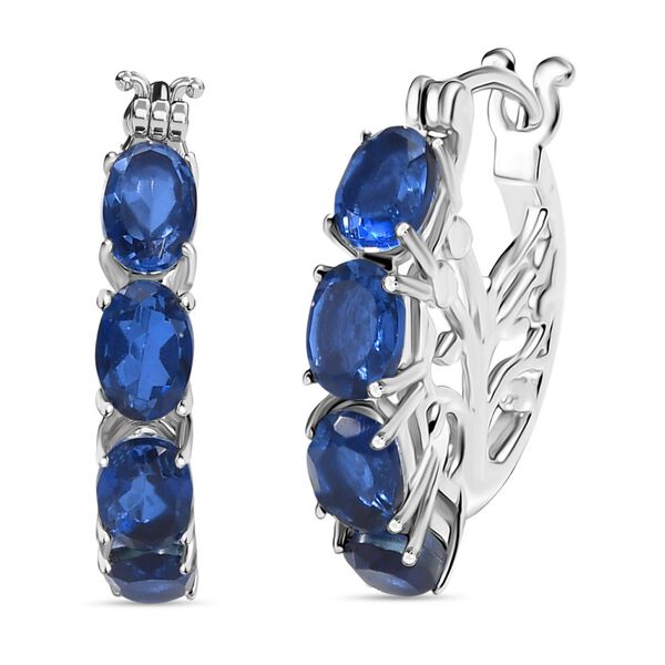 Ceylon Blau Quarz Triplette Ohrringe Nickelfreies Messing ca. 4.61 ct image number 0