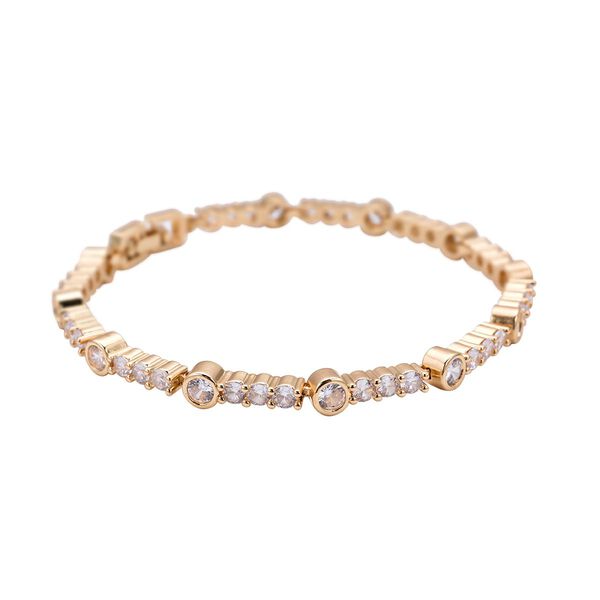 Weißes Zirkonia-Armband, ca. 19 cm, reines Messing, goldfarben ca. 4,00 ct image number 3