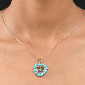 D'Joy AA Sleeping Beauty T&uuml;rkis Anh&auml;nger 925 Silber Rhodiniert und 750 Gelbgold Vermeil ca. 3.00 ct