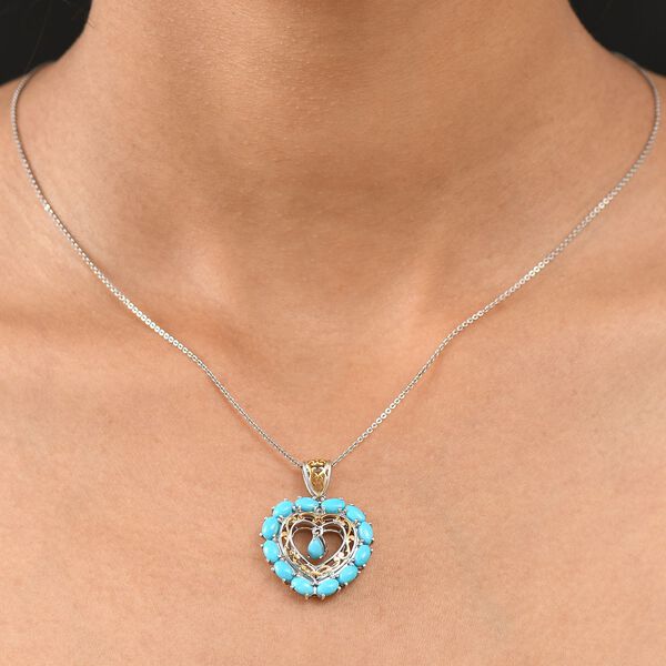 D'Joy AA Sleeping Beauty Türkis Anhänger 925 Silber Rhodiniert und 750 Gelbgold Vermeil ca. 3.00 ct image number 3