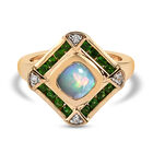 Natürlicher, äthiopischer Opal, Chromdiopsid und Zirkon-Ring in Silber image number 0