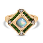 Natürlicher Äthiopischer Opal und Natürlicher Chromdiopsid Ring 925 Silber vergoldet (Größe 16.00) ca. 1,15 ct