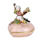 Exquisite Schmuckbox in Herzform - Rosa Emaille mit Baum-und-Vogel-Muster, 5,5 x 5,5 cm
