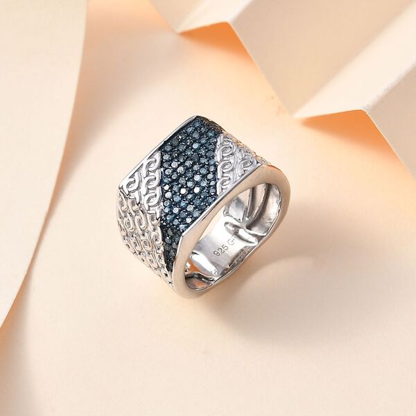 GP Art Déco Kollektion - Kanchanaburi blauer Saphir und blauer Diamant-Ring - 0,52 ct. image number 2