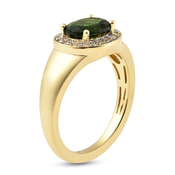 Nat&uuml;rlicher Chromdiopsid und Zirkon Halo Ring 925 Silber vergoldet  ca. 2,25 ct image number 3