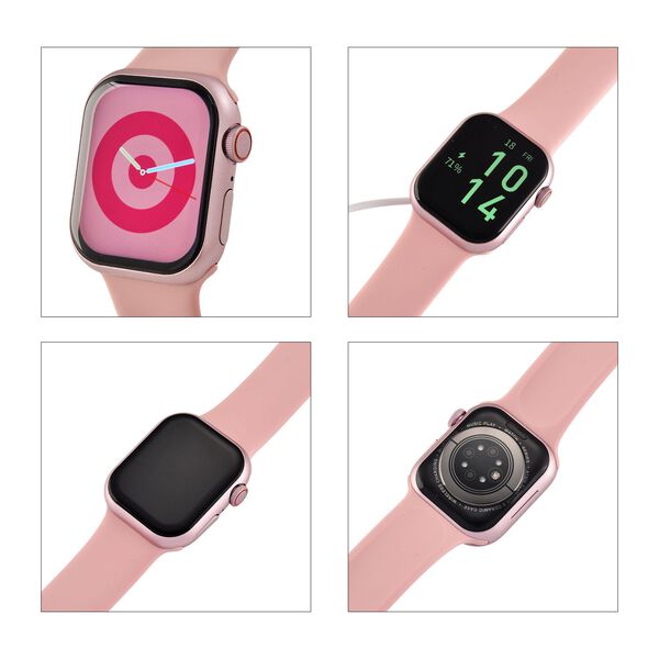 Smartwatch HW mini 2 1,75 Zoll Rosé, Set mit 7 Wechselarmbändern inklusive kristallbesetztem Armband, IP67, Bluetooth 5.2, kabelloses Laden

, Rosa image number 7