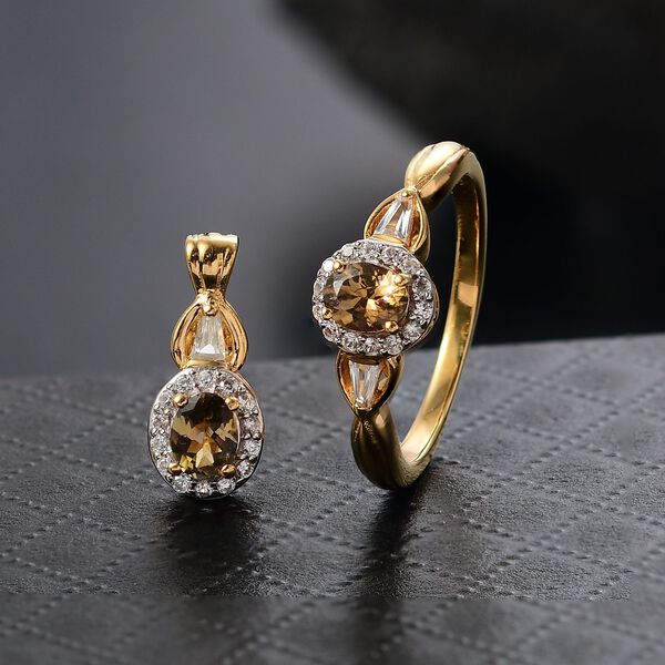 AA Natürliches goldenes Tansanit und Zirkon Schmuckset - 2,88 ct. image number 1