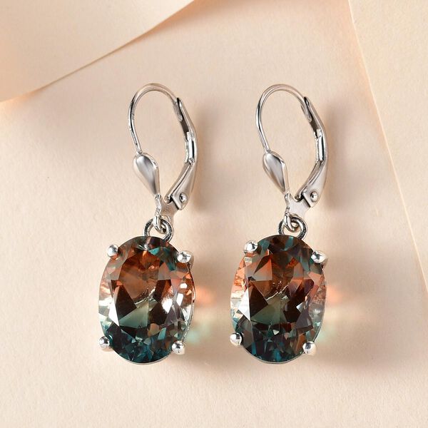 Aqua Terra Costa Quarz Triplett-Solit&auml;r-Ohrh&auml;nger, 925 Silber platiniert, 12,94 ct. image number 2