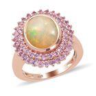 Natürlicher Äthiopischer Opal und Rosa Saphir Ring 925 Silber Roségold Vermeil  ca. 3,23 ct image number 3