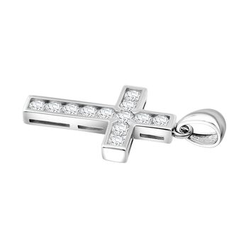 LUSTRO STELLA wei&szlig;er Zirkonia Kreuz Anh&auml;nger