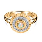 AA Natürlicher, äthiopischer Welo Opal, Weißer Zirkon Ring 925 Silber 750 Gelbgold Vermeil (Größe 21.00) ca. 0,39 ct