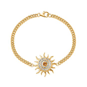 Giuseppe Perez AA Citrin, Wei&szlig;er Zirkon Armband ca. 19 cm 925 Silber Gelbgold Vermeil ca. 1,04 ct.