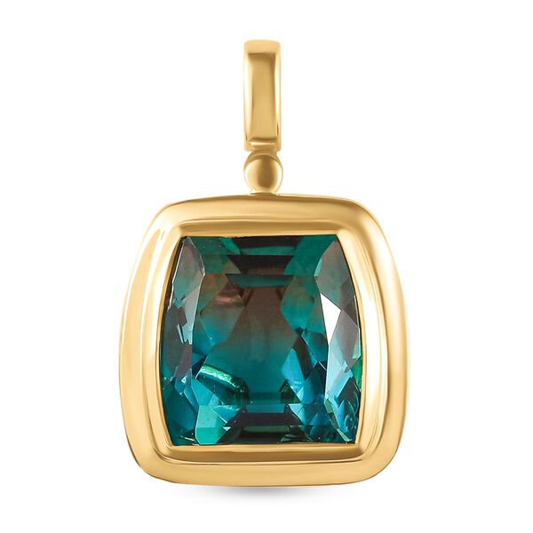 Aqua Terra Costa Quarz Triplett-Solit&auml;r-Anh&auml;nger, 925 Silber vergoldet, 6,68 ct.