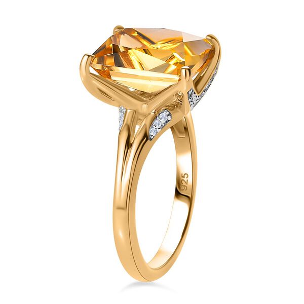 Citrin, Weißer Zirkon Ring 925 Silber Gelbgold Vermeil (Größe 20.00) ca. 5,71 ct image number 5