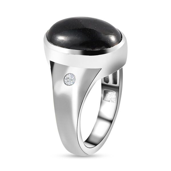 Schwarzer Turmalin und Moissanit Ring, 925 Silber platiniert, ca. 6,28 ct image number 5