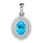 SEA INSPIRED KOLLEKTION - AA Lagunen Apatit, Weißer Diamant Anhänger 925 Silber rhodiniert ca. 1.82 ct