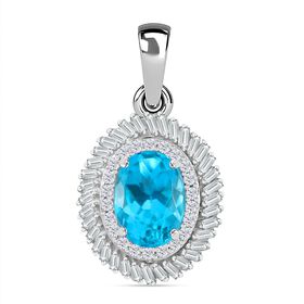AA Lagunen Apatit und Diamant Anhänger - 1,82 ct.