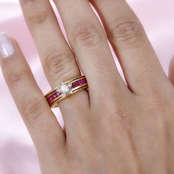 GP Celestial Dream Collection - Afrikanischer Rubin Afrikanischer Rubin und Welo Opal Ring Set, ca. 2,03 ct.