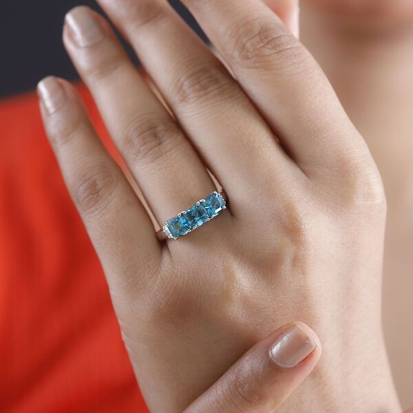 RHAPSODY - AAAA Lagunen Turmalin (ASSCHER SCHLIFF), Weißer Diamant SGL zertifiziert Ring 950 Platin (Größe 17.00) ca. 2.28 ct image number 3