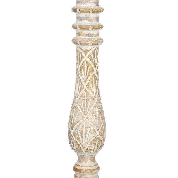 Set aus 2 antiken geschnitzten Holzkerzenhaltern mit rundem Ständer, 38cm, Altweiß image number 5