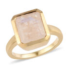 Regenbogen Mondstein Solitär-Ring, 925 Silber Gelbgold Vermeil  ca. 5,57 ct image number 3