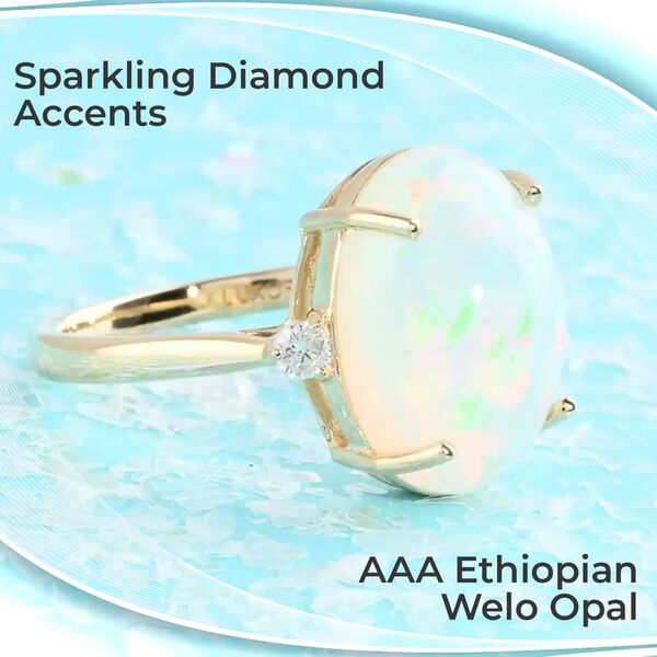 LUXORO AAA Nat&uuml;rlicher. &auml;thiopischer Welo Opal und Diamant Ring in 585 Gold - 3,60 ct. image number 1