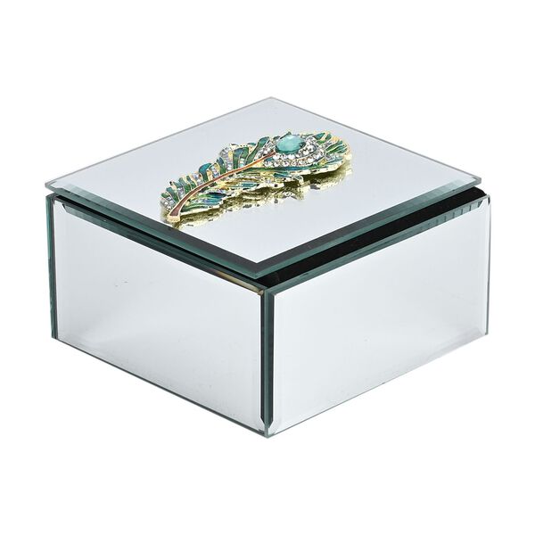 Edle Glas-Schmuckbox in Quadratform, Silbergr&uuml;n image number 3