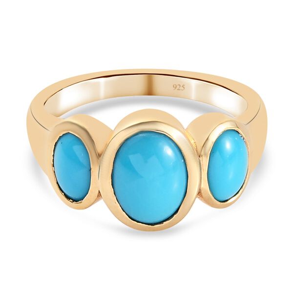 Nat&uuml;rlicher Sleeping Beauty T&uuml;rkis Ring 925 Silber 585 Vergoldet image number 5