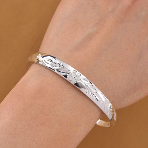 Flexibler Armreif, Klassischer Bangle Still, Messing, Silberfarben image number 1