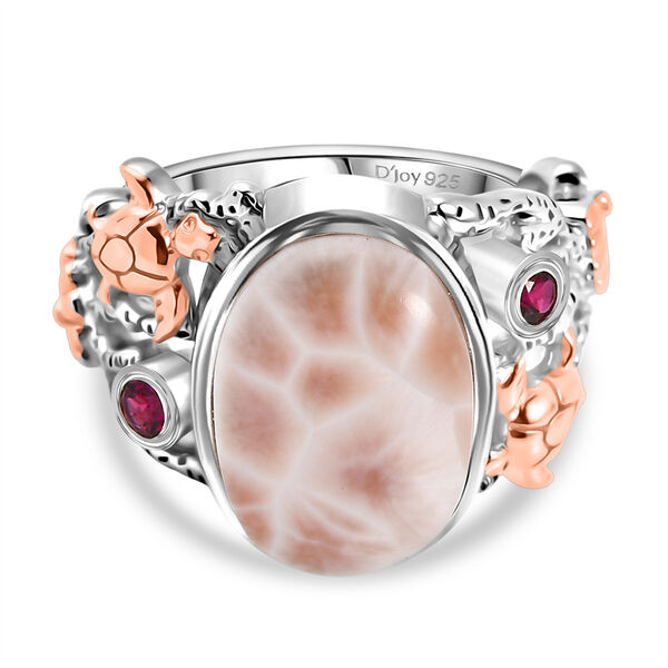 D'joy AA Natrolith, Nat&uuml;rlicher Rhodolith Granat Ring 925 Silber (Gr&ouml;&szlig;e 17.00) ca. 5.90 ct