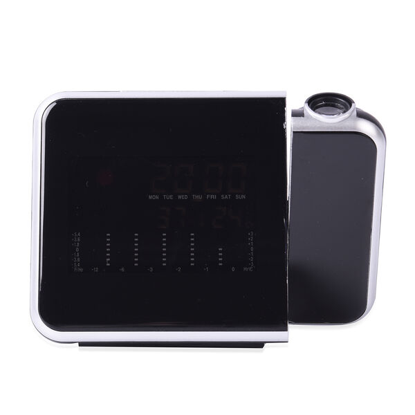 Laser Digital Projektionswecker mit Wetterstation, LCD Panel, 15x6,2x11 cm, 2xAAA Batterie (nicht inkl.), Schwarz