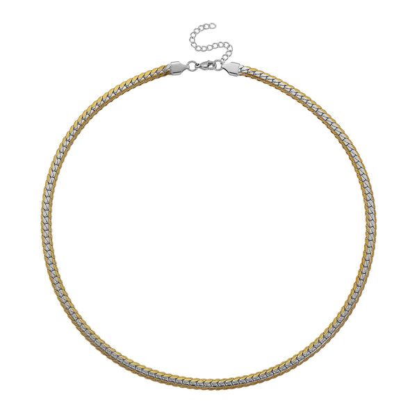 Flache Panzer zweifarbige Halskette, 50+5 cm image number 2