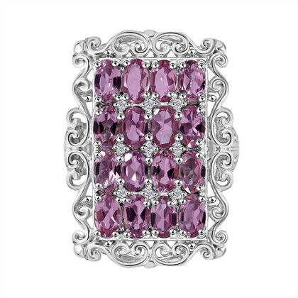 Rosa Turmalin, Wei&szlig;er Zirkon Ring 925 Silber rhodiniert (Gr&ouml;&szlig;e 18.00) ca. 3,85 ct