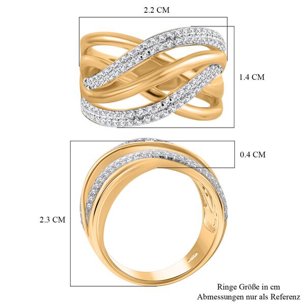 LUSTRO STELLA -  Weißer Zirkonia Ring, 925 Silber 750 Gelb Vergoldet (Größe 19.00) image number 4