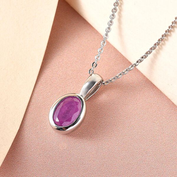 Ilakaka Rosa Saphir (Fissure gef&uuml;llt) Anh&auml;nger mit Kette, 925 Silber platiniert ca. 1,24 ct image number 3